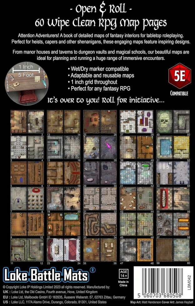 Loke Battlemats Loke Battle Mats: Big Book of Battle Mats - Rooms, Vaults, Chambers
