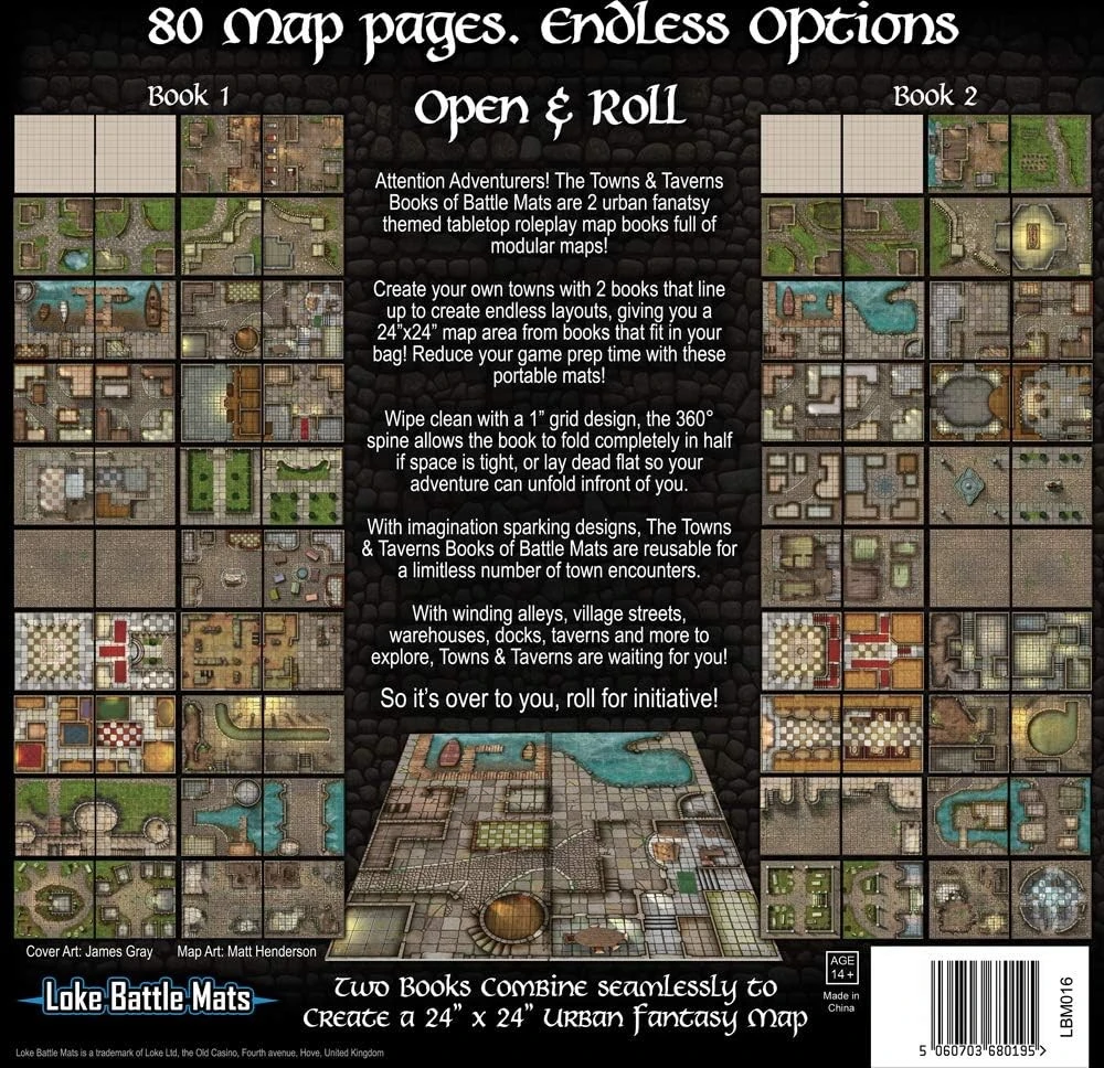 Loke Battlemats Loke Battle Mats: Books of Battle Mats - Towns & Taverns