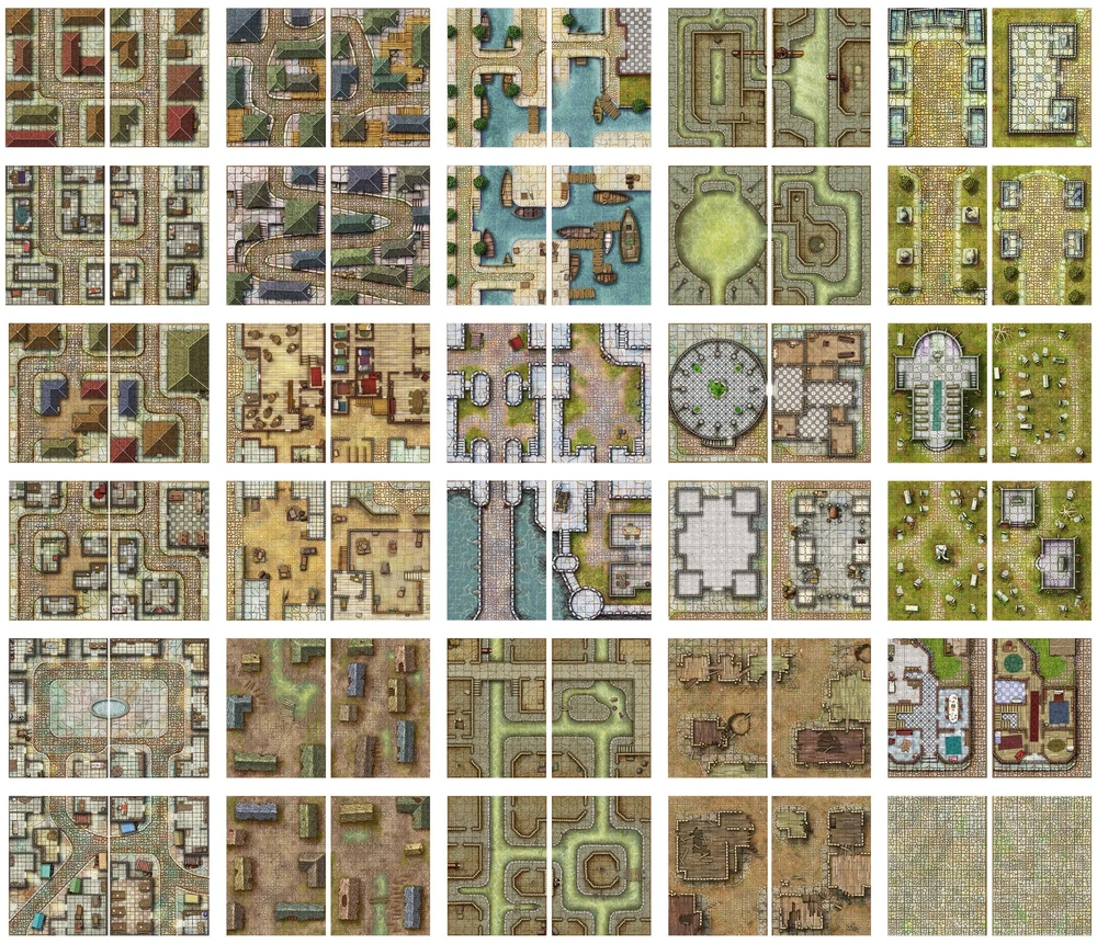 Loke Battlemats Loke Battle Mats: Giant Book of Battle Mats - Streets Sewers & Cemeteries
