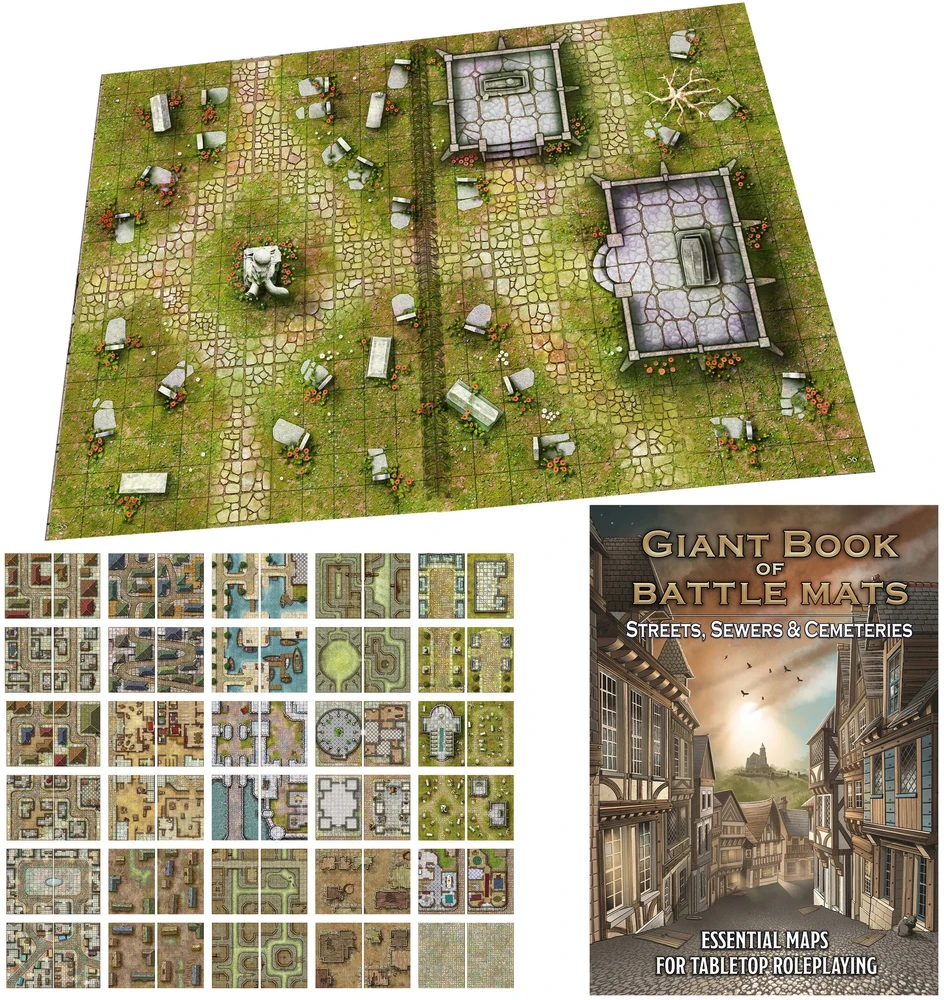 Loke Battlemats Loke Battle Mats: Giant Book of Battle Mats - Streets Sewers & Cemeteries