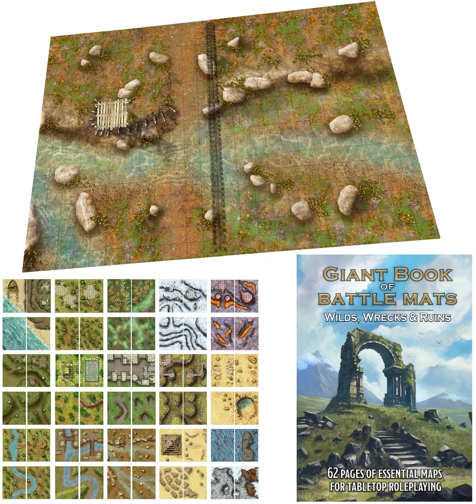 Loke Battlemats Loke Battle Mats: Giant Book of Battle Mats - Wilds, Wrecks & Ruins