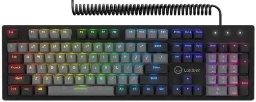LORGAR Azar 514, Laidinė mechaninė žaidimų klaviatūra, RGB foninis apšvietimas, 1680000 spalvų variacijų, 18 režimų, klavišų skaičius: 104, 50 mln. paspaudimų, linijiniai „dream“ jungikliai, 3,4 m ilgio spyruoklinis laidas, ABS plastikas+metalas, magnetinis dangtelis, 450*136*39 mm, 1,17 kg, juodas, EN išdėstymas