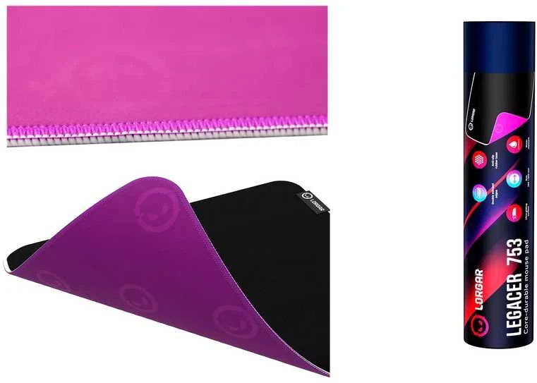 Lorgar Legacer 755, Pelės kilimėlis žaidimams, Ultra-gliding surface, Violetinė anti-slip rubber base, size: 500mm x 420mm x 3mm, weight 0.45kg