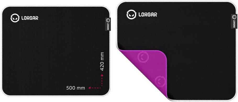 Lorgar Legacer 755, Pelės kilimėlis žaidimams, Ultra-gliding surface, Violetinė anti-slip rubber base, size: 500mm x 420mm x 3mm, weight 0.45kg