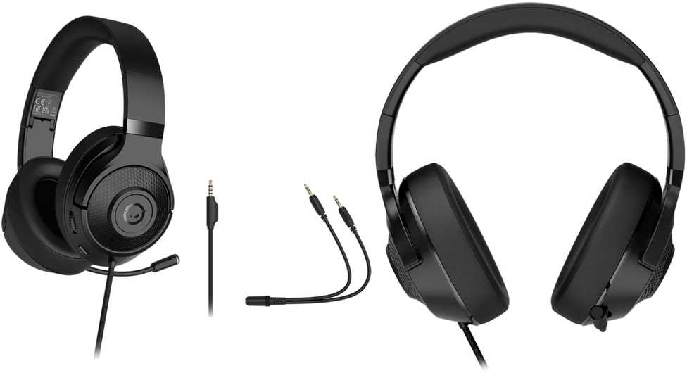 LORGAR Noah 101, Žaidimų ausinės su mikrofonu, 3.5mm jack connection, kabelio ilgis 2m, sulankstomos design, PU leather ear pads, size: 185*195*80mm, 0.245kg, juodas