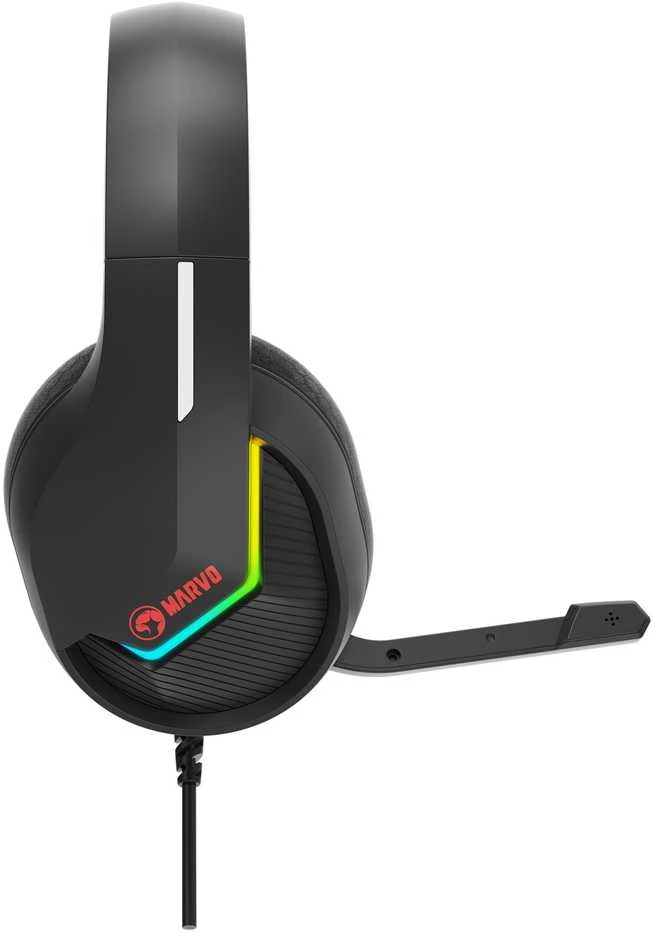 MARVO H8618 BK Tactic 40 RGB Laidinės žaidimų ausinės | USB | Juodos