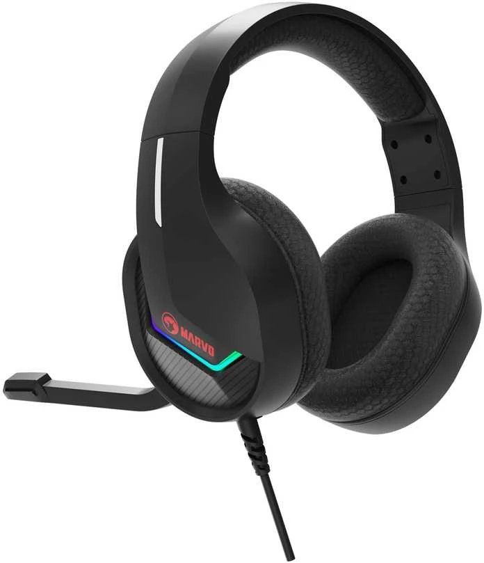 MARVO H8618 BK Tactic 40 RGB Laidinės žaidimų ausinės | USB | Juodos