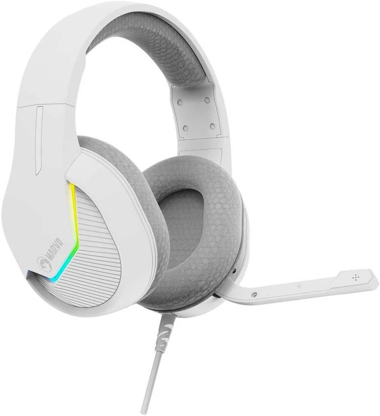 MARVO H8618 WH Tactic 40 RGB Laidinės žaidimų ausinės | USB | Baltos