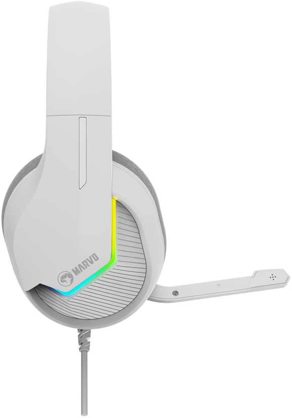 MARVO H8618 WH Tactic 40 RGB Laidinės žaidimų ausinės | USB | Baltos