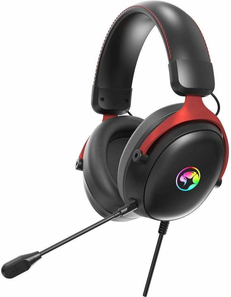 MARVO HG9076 ausinės su RGB logotipu ir mikrofonu
