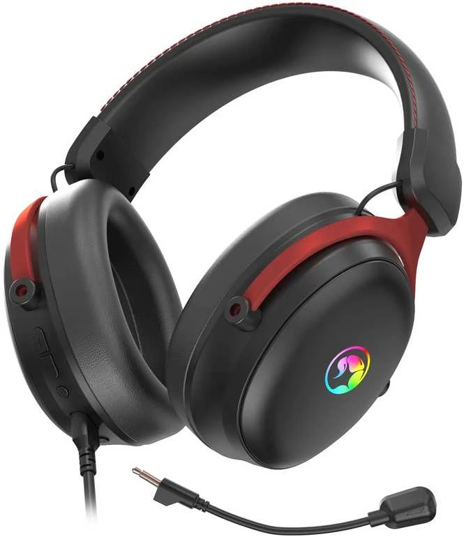 MARVO HG9076 Tactic X Pro RGB laidinės žaidimų ausinės | Juodos