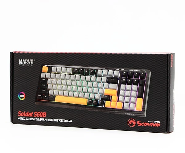 MARVO K638B Soldat S50B Laidinė žaidimų klaviatūra | USB | Juoda
