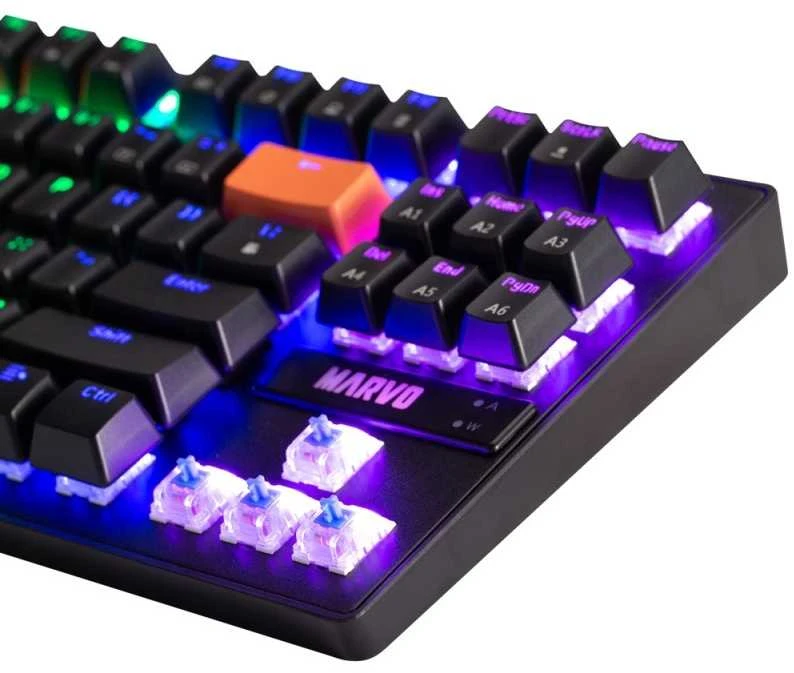 Marvo KG901C TKL 80% laidinė mechaninė klaviatūra su RGB (US, Mėlyna switch)