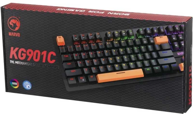 Marvo KG901C TKL 80% laidinė mechaninė klaviatūra su RGB (US, Mėlyna switch)