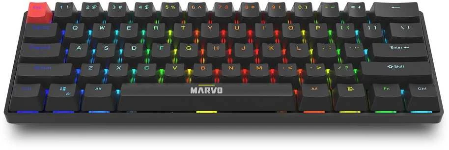 MARVO KG933 Saber 61 Laidinė žaidimų klaviatūra | USB-C | BT | 2.4 G | Juoda, 60%