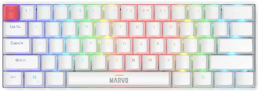 Klaviatūra Klav.Marvo Saber 61 KG933 RGB 60% balta