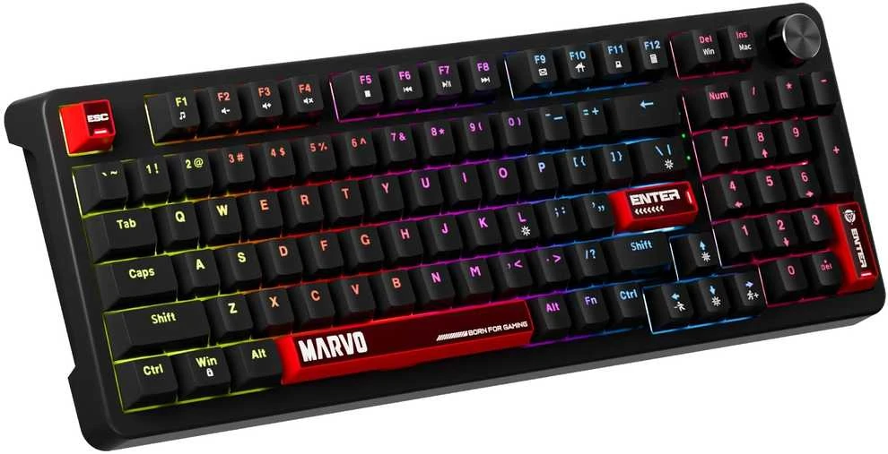 MARVO KG937 Arma 98 RGB Laidinė žaidimų klaviatūra | Juoda, 98%