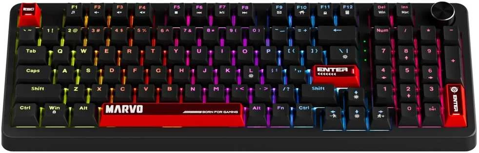 MARVO KG937 Arma 98 RGB Laidinė žaidimų klaviatūra | Juoda, 98%