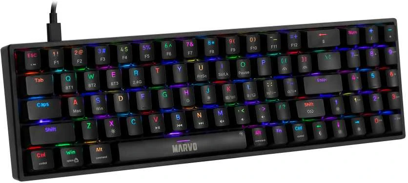 Marvo KG956W Shogo 78W belaidė žaidimų klaviatūra raudoni switchai juoda