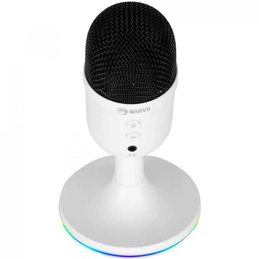 Marvo MIC-06 RGB baltas laidinis mikrofonas |USB