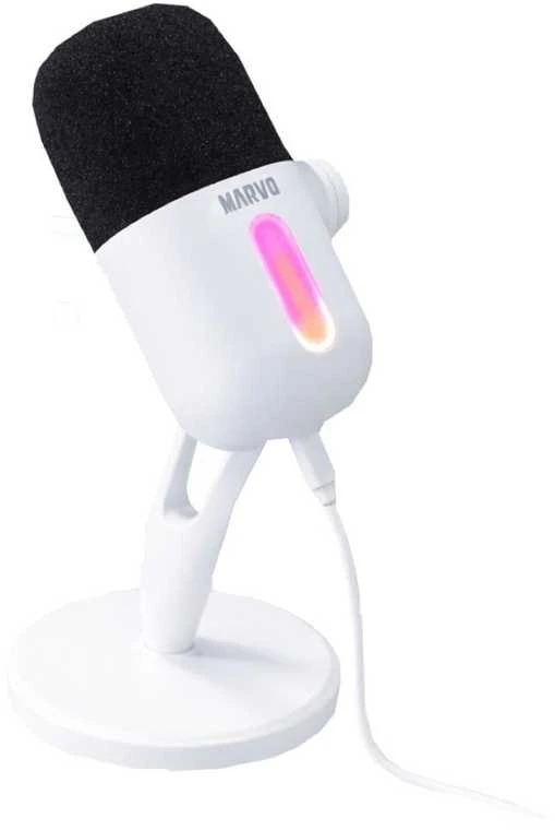 Marvo MIC-08 RGB baltas laidinis mikrofonas |USB