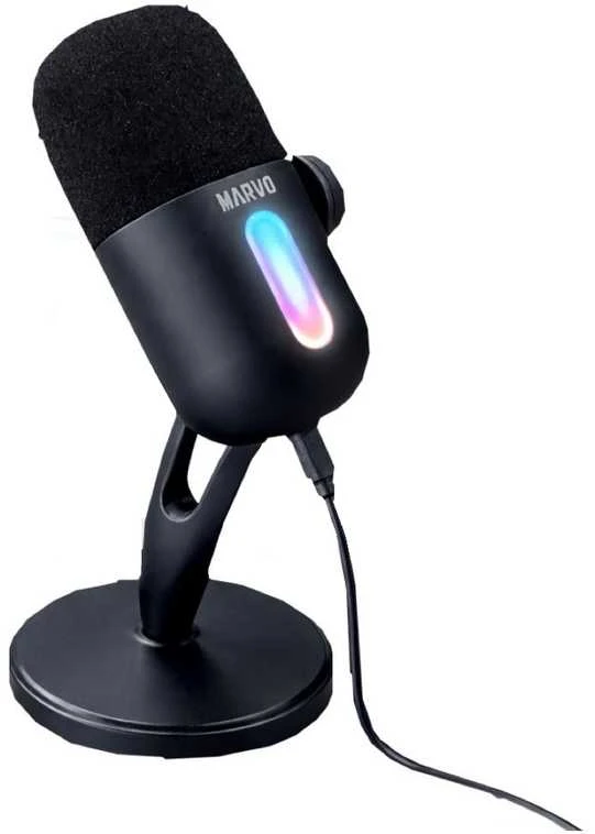 Marvo MIC-08 RGB juodas laidinis mikrofonas |USB