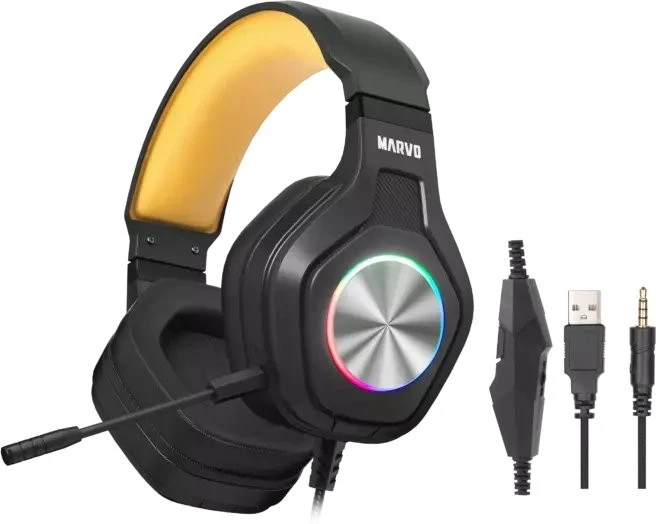 Marvo Pulz ausinės su RGB pašvietimu ir laidais