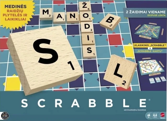 Mattel SCRABBLE 2 in 1 (LT, medinės kaladėlės)