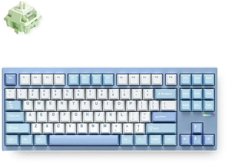 MCHOSE GX87 Lite belaidė mechaninė klaviatūra| US | Matcha Latte Switch | Mėlyna Nano Spraying
