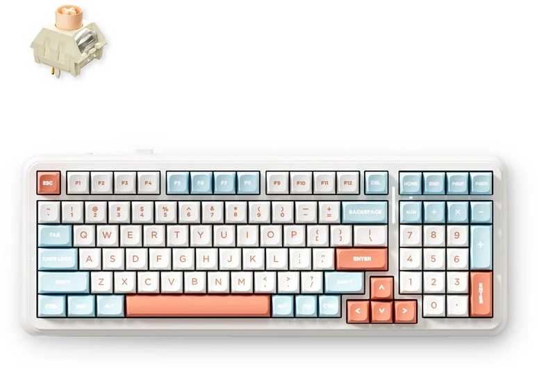 MCHOSE K99 V2 belaidė mechaninė klaviatūra | US | Icy Creamsicle Switch | 2.4GHz, BT | Horizon Or.