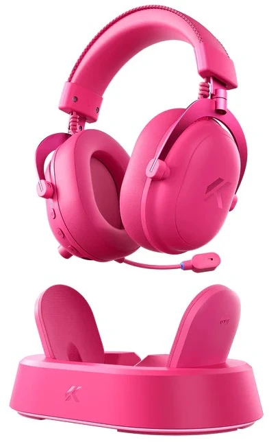 MCHOSE V9 Turbo Magnetic belaidės ausinės | 2.4G, BT, TYPE-C | Berry Raudona