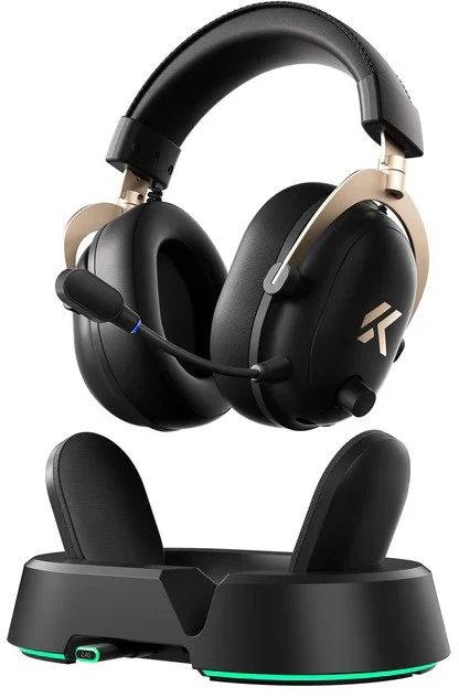MCHOSE V9 Turbo Magnetic belaidės ausinės | 2.4G, BT, TYPE-C | Juodas Auksinė