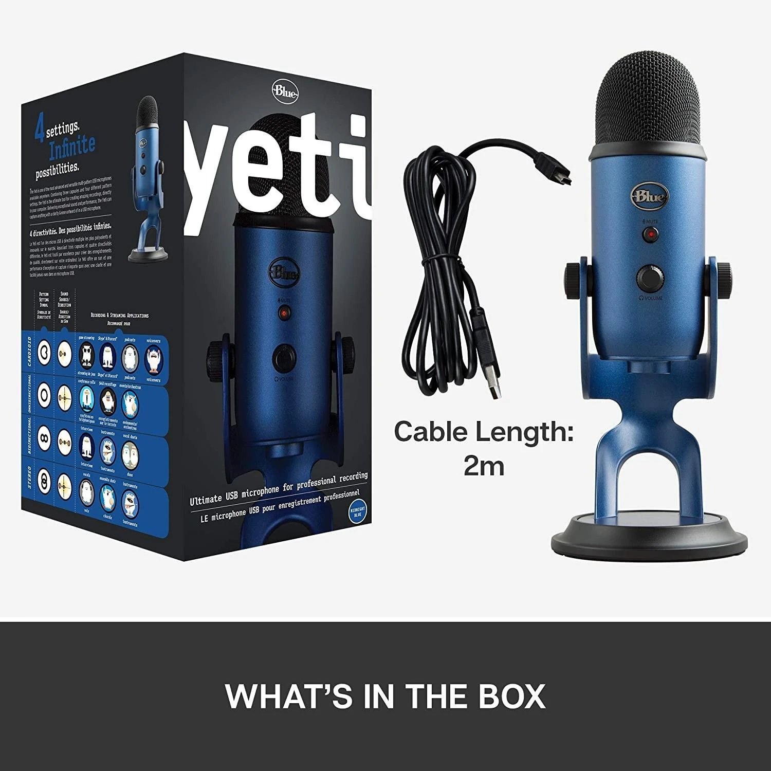 Blue Mėlyna Mikrofonas Mėlyna Yeti USB - Mėlyna spalva