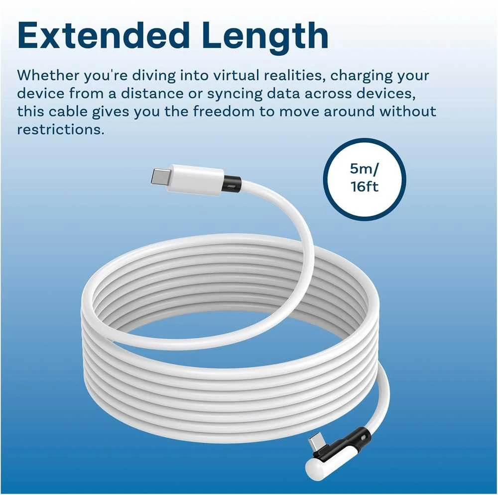 MMOBIEL 5M ilgio USB-C - USB-C laidas | Meta Quest 3S/3/2/Pro, Pico 4 Ultra/4 , PC/Steam VR