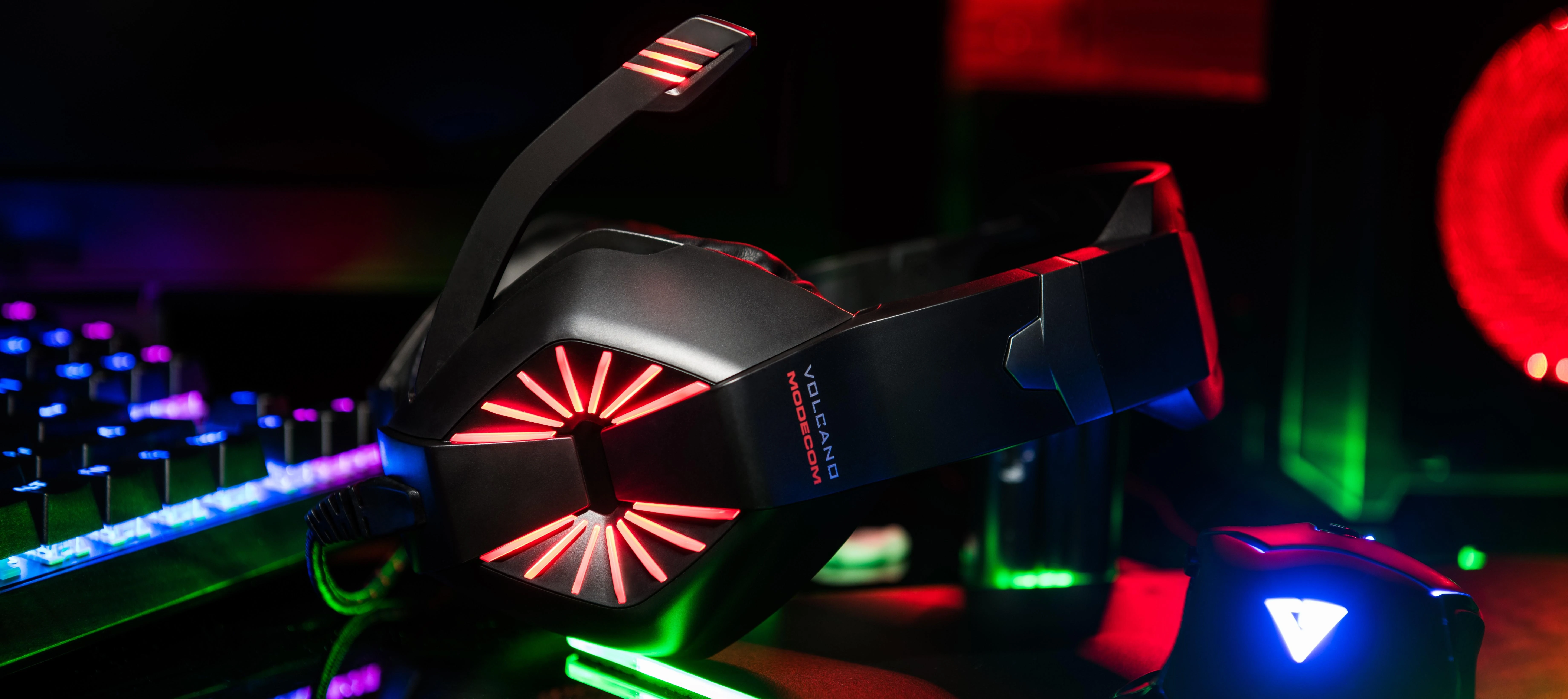 Žaidimų ausinės Modecom Volcano MC-839 Sword, LED, Juodos