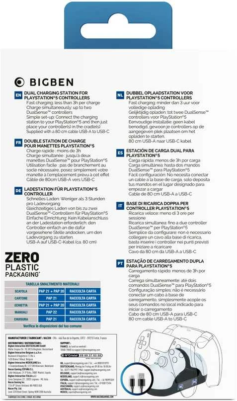 Nacon dviguba įkrovimo stotelė V3, skirta PS5 valdikliams