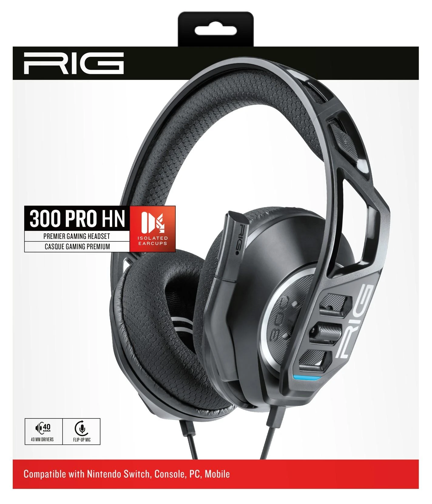 Nacon RIG 300 Pro HN laidinės žaidimų ausinės (juodos) | XBOX/PS4/PS5/Nintendo Switch
