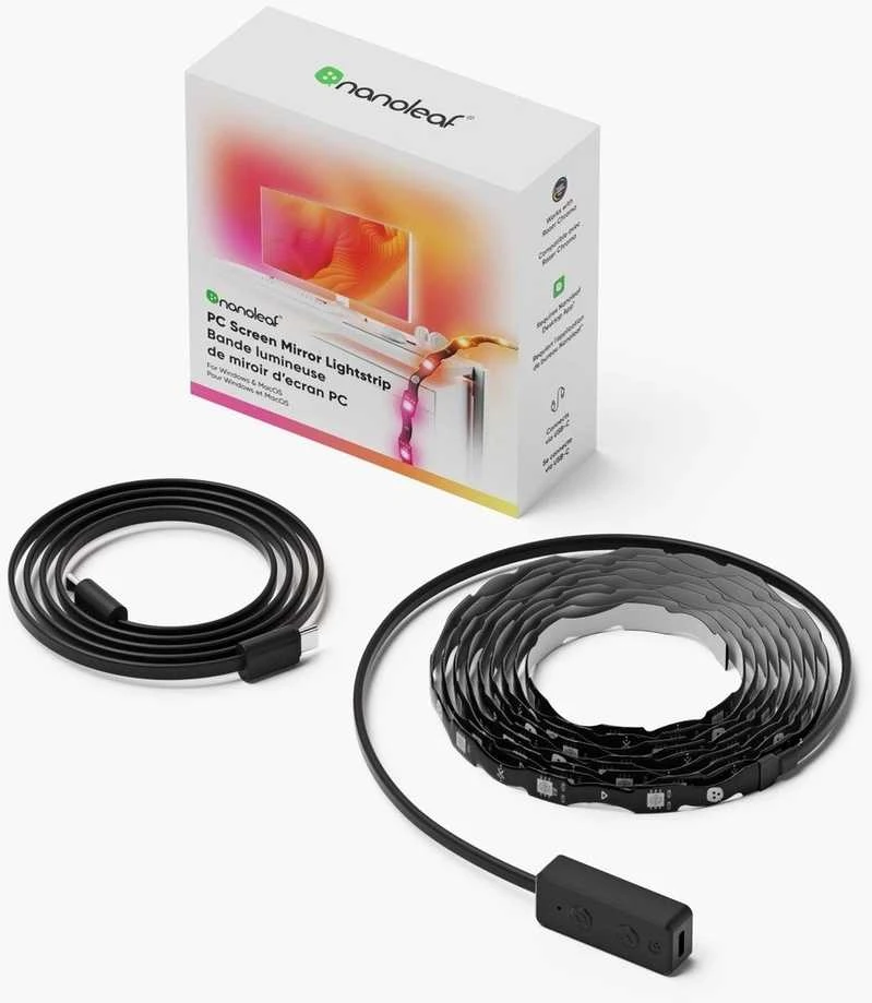 „Nanoleaf“ 4D kompiuterio ekrano veidrodinė šviesos juosta, USB, 2,5 m | 10 W | Daugiaspalvė RGB