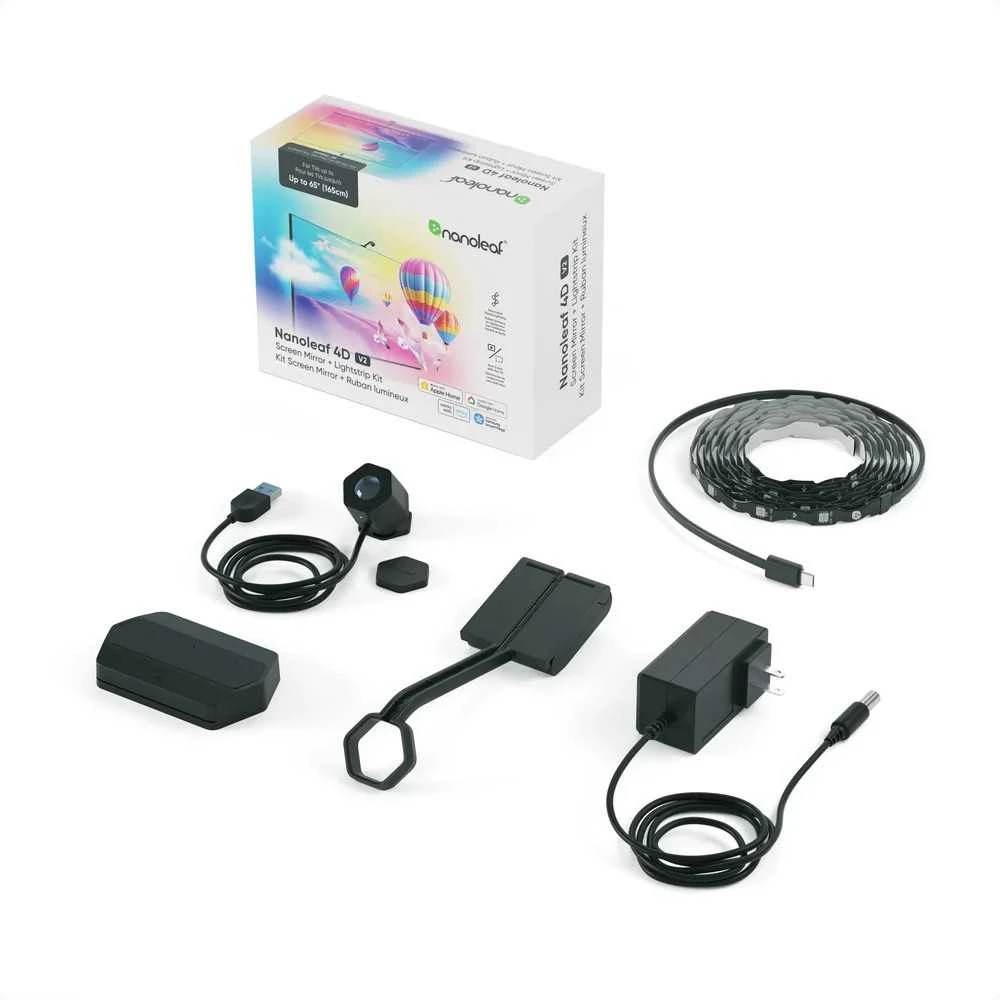 „Nanoleaf 4D V2“ televizoriaus ekrano veidrodis + šviesos juostelių rinkinys (televizoriams ir monitoriams iki 65 colių) | 24 W | Daugiaspalvis RGB