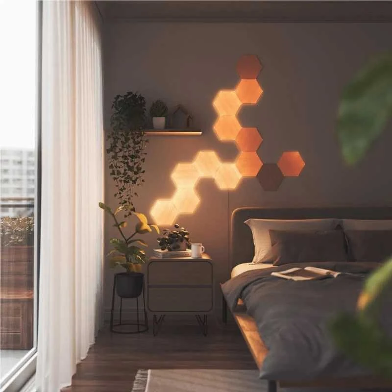 Sieninis šviestuvas Nanoleaf | Elementų medžio išvaizdos šešiakampių pradinis rinkinys (7 panelės) | Šaltos Baltos + Šiltos Baltos