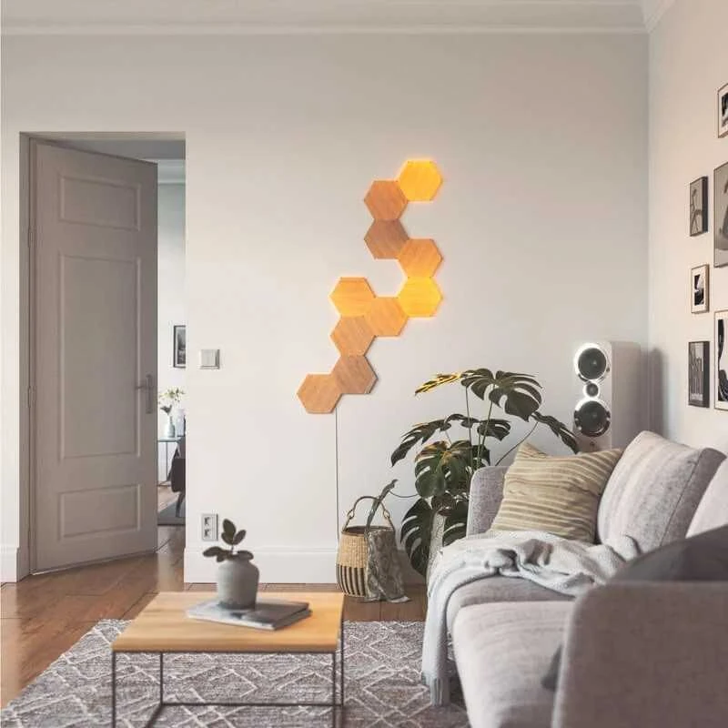Sieninis šviestuvas Nanoleaf | Elementų medžio išvaizdos šešiakampių pradinis rinkinys (7 panelės) | Šaltos Baltos + Šiltos Baltos