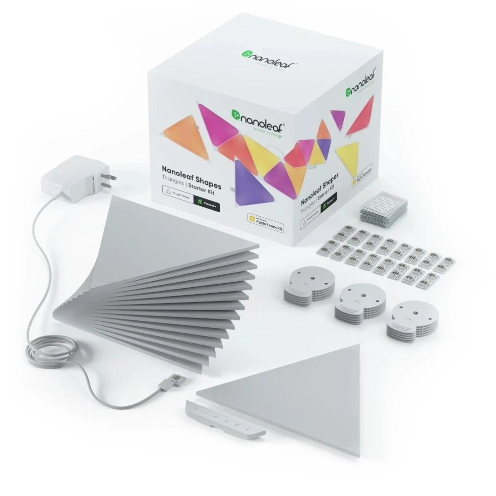Nanoleaf Nanolapis | Formos trikampių pradinis rinkinys (15 plokščių) | 1,5 W | 16M+ spalvų