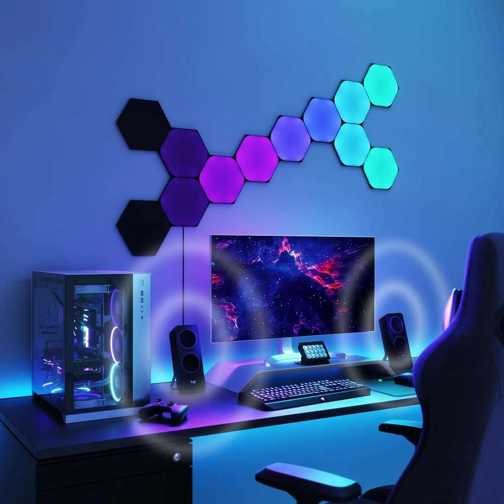 Sieninis šviestuvas Nanoleaf | Shapes Juodas Hexagons Starter Kit (9 panels) | 42 W | WiFi