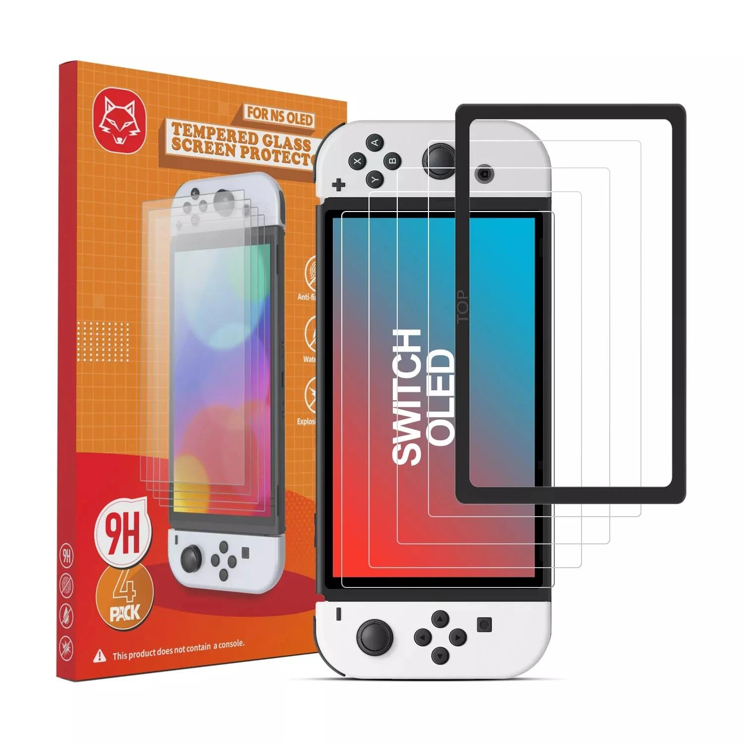 Nintendo Switch OLED grūdinto stiklo ekrano apsauga 4vnt