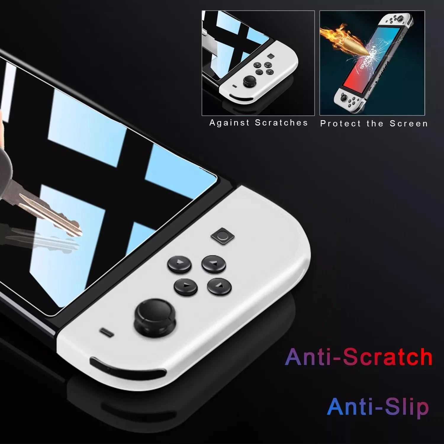 Nintendo Switch OLED grūdinto stiklo ekrano apsauga 4vnt