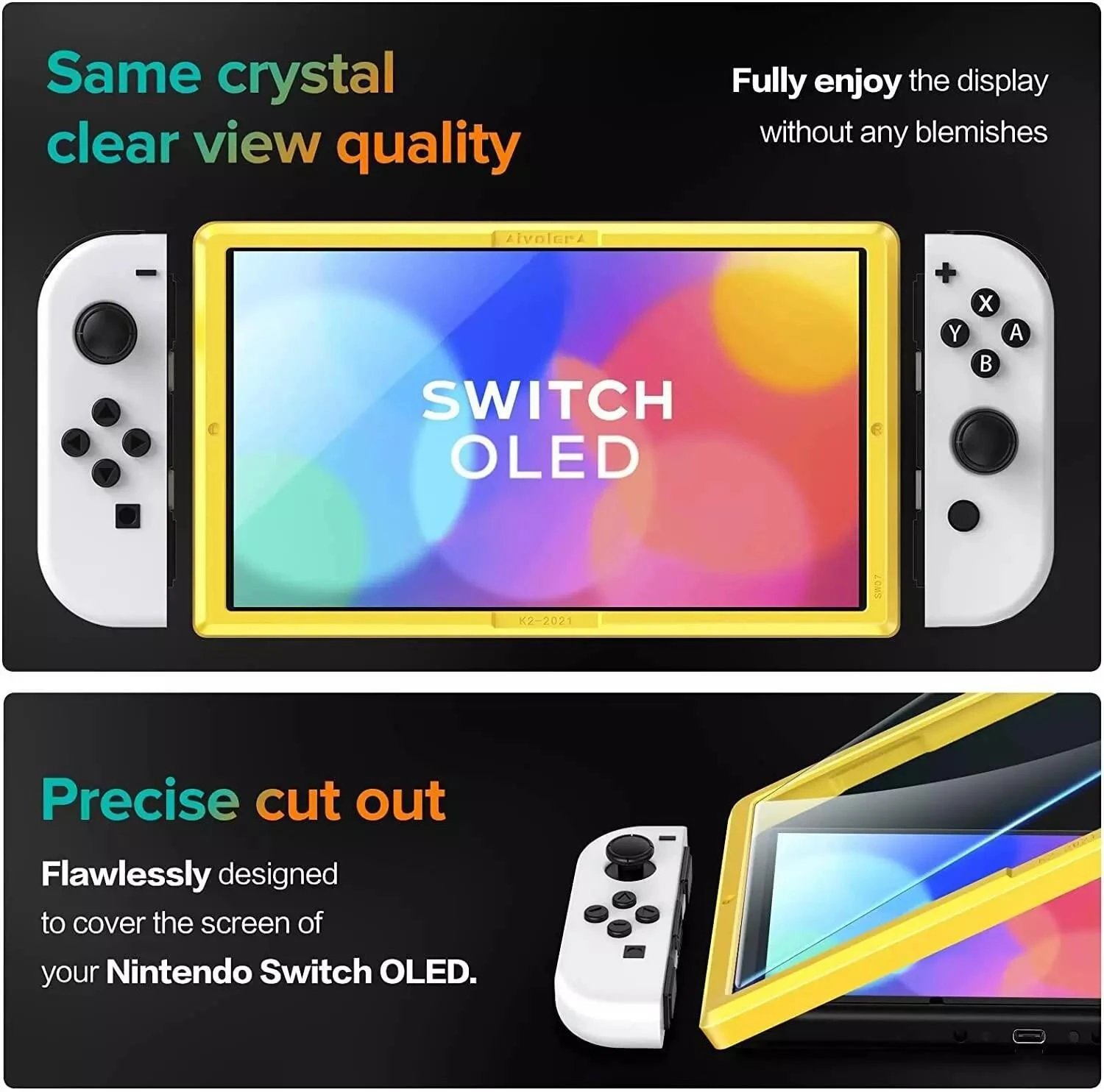 Nintendo Switch OLED grūdinto stiklo ekrano apsauga 4vnt