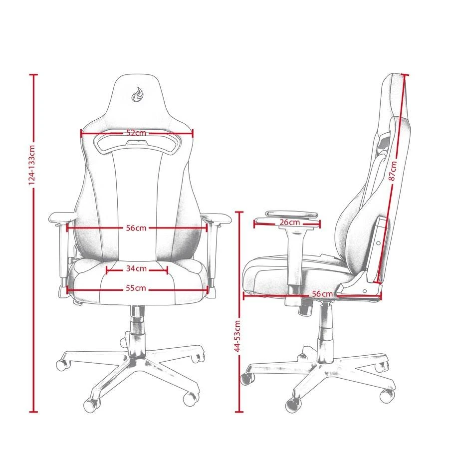 Žaidimų kėdė Nitro Concepts E250 Gaming Chair, Juoda-mėlyna