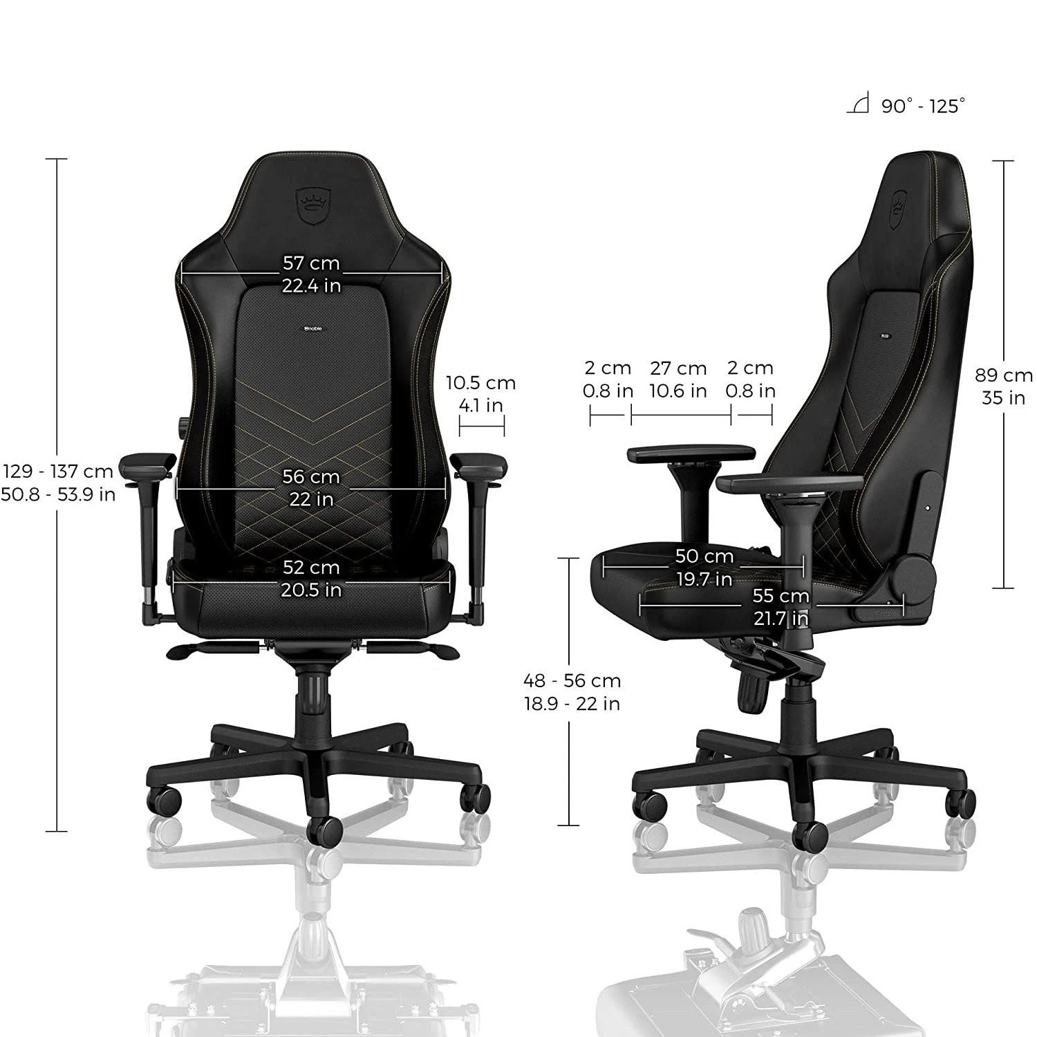 Žaidimų kėdė Noblechairs HERO PU-Leather Gaming Chair, Juoda-auksinė