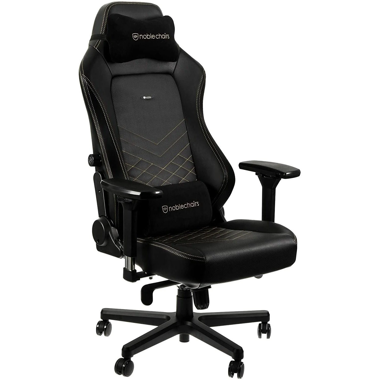 Žaidimų kėdė Noblechairs HERO PU-Leather Gaming Chair, Juoda-auksinė