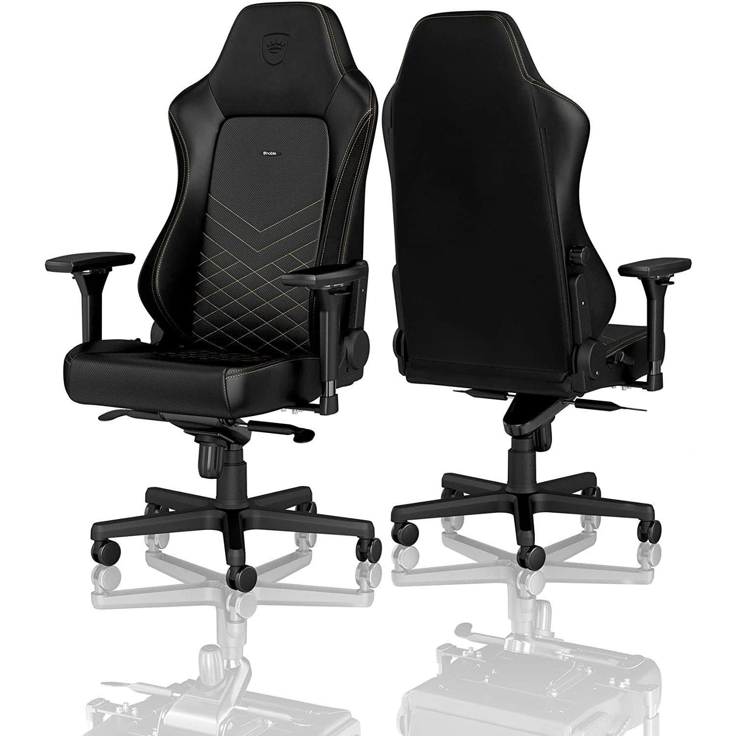 Žaidimų kėdė Noblechairs HERO PU-Leather Gaming Chair, Juoda-auksinė